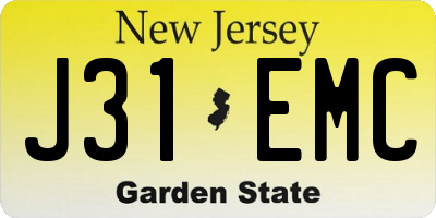 NJ license plate J31EMC