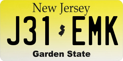 NJ license plate J31EMK
