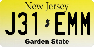 NJ license plate J31EMM
