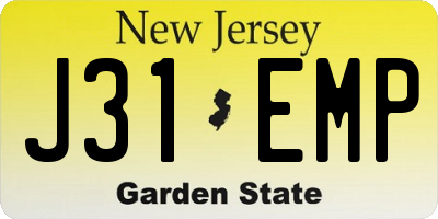 NJ license plate J31EMP