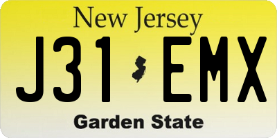 NJ license plate J31EMX