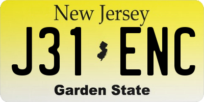 NJ license plate J31ENC