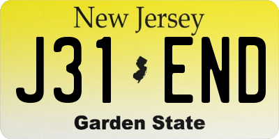 NJ license plate J31END