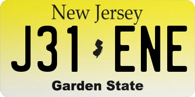 NJ license plate J31ENE