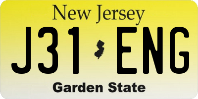 NJ license plate J31ENG