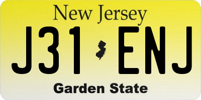 NJ license plate J31ENJ
