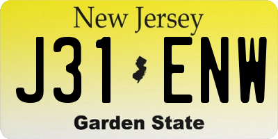 NJ license plate J31ENW
