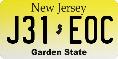 NJ license plate J31EOC