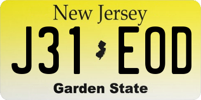 NJ license plate J31EOD