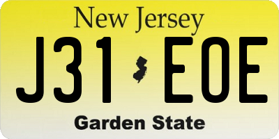NJ license plate J31EOE