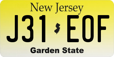 NJ license plate J31EOF