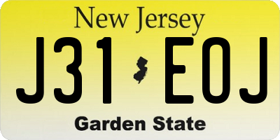 NJ license plate J31EOJ