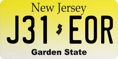 NJ license plate J31EOR