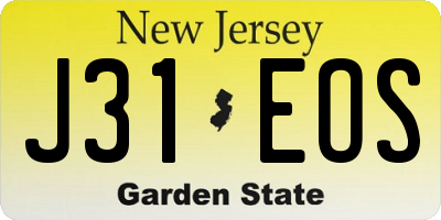 NJ license plate J31EOS