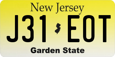 NJ license plate J31EOT