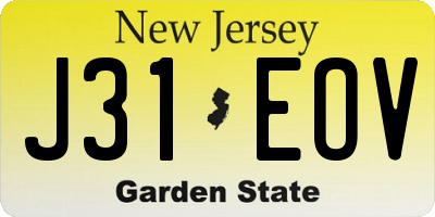 NJ license plate J31EOV