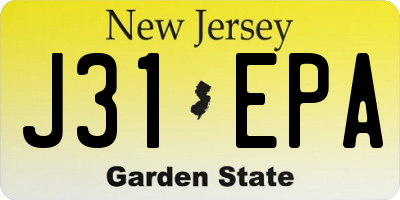 NJ license plate J31EPA