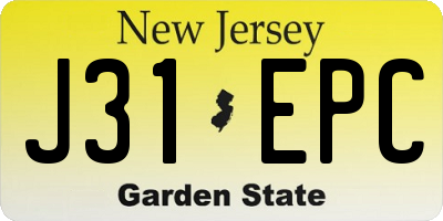 NJ license plate J31EPC