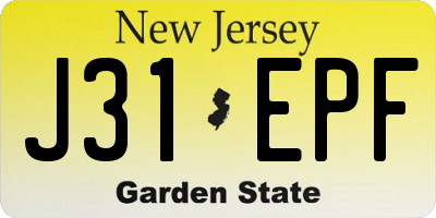 NJ license plate J31EPF