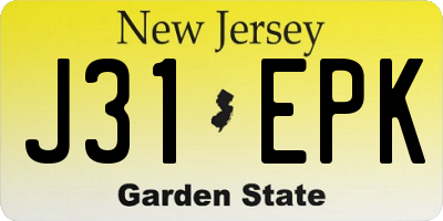 NJ license plate J31EPK