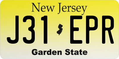 NJ license plate J31EPR