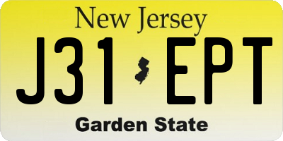 NJ license plate J31EPT