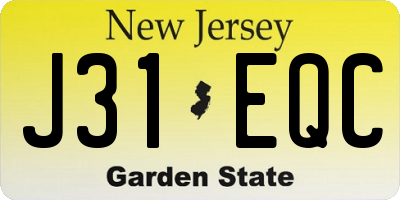 NJ license plate J31EQC