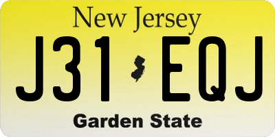 NJ license plate J31EQJ