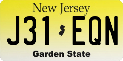 NJ license plate J31EQN