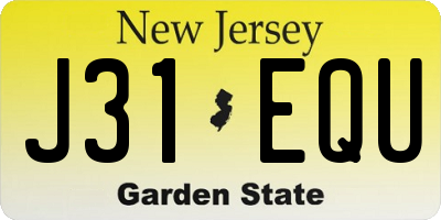 NJ license plate J31EQU