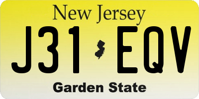 NJ license plate J31EQV
