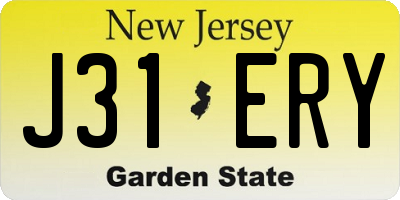 NJ license plate J31ERY