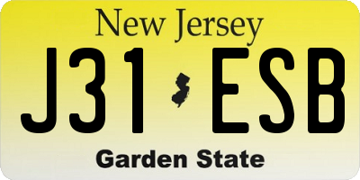 NJ license plate J31ESB