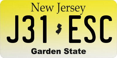 NJ license plate J31ESC