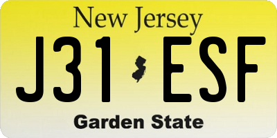NJ license plate J31ESF