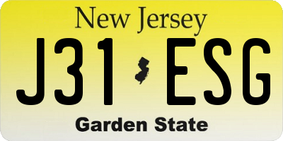 NJ license plate J31ESG