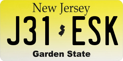 NJ license plate J31ESK