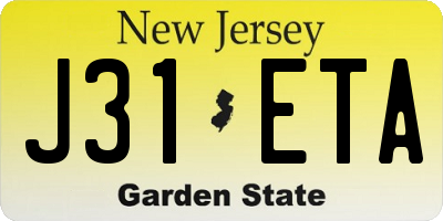 NJ license plate J31ETA