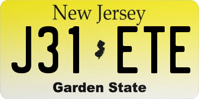 NJ license plate J31ETE