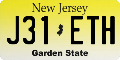 NJ license plate J31ETH