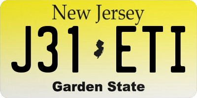 NJ license plate J31ETI