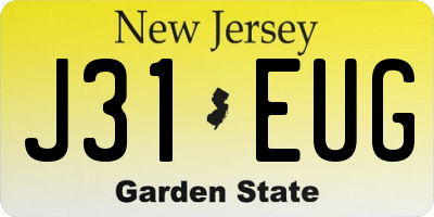 NJ license plate J31EUG