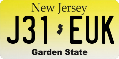 NJ license plate J31EUK