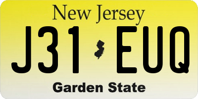 NJ license plate J31EUQ