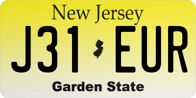 NJ license plate J31EUR