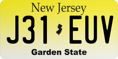 NJ license plate J31EUV