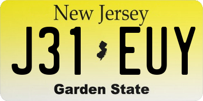 NJ license plate J31EUY