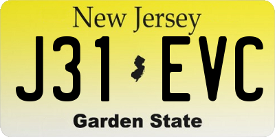 NJ license plate J31EVC