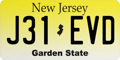 NJ license plate J31EVD