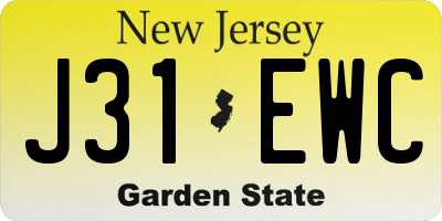 NJ license plate J31EWC